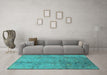 Machine Washable Oriental Turquoise Industrial Area Rugs in a Living Room,, wshurb1396turq