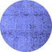 Round Oriental Blue Industrial Rug, urb1396blu