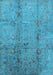 Machine Washable Oriental Light Blue Industrial Rug, wshurb1396lblu
