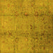 Square Machine Washable Oriental Yellow Industrial Rug, wshurb1396yw