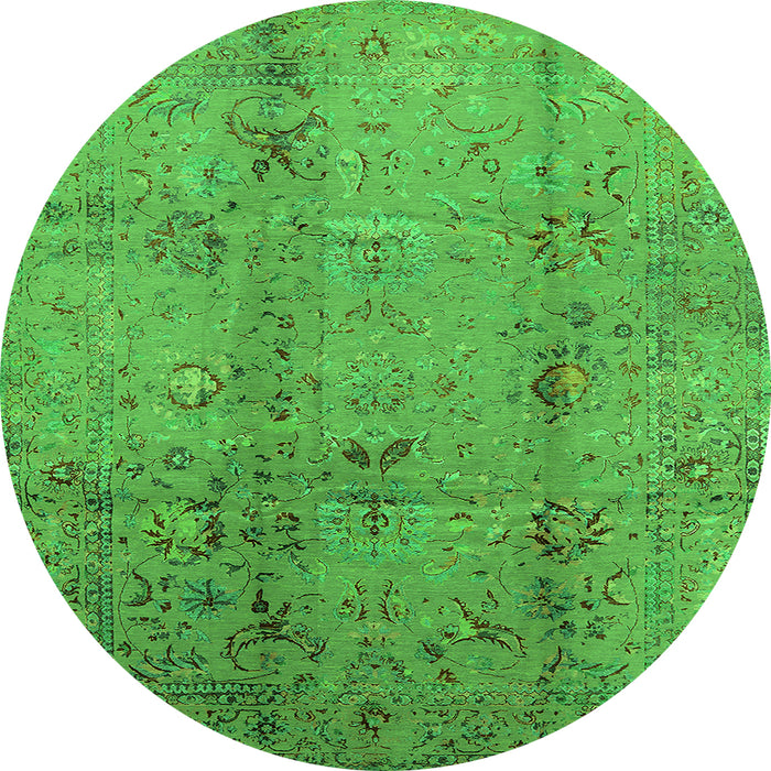 Round Oriental Green Industrial Rug, urb1396grn