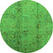 Round Oriental Green Industrial Rug, urb1396grn