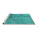 Sideview of Machine Washable Oriental Turquoise Industrial Area Rugs, wshurb1396turq