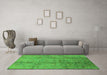Machine Washable Oriental Green Industrial Area Rugs in a Living Room,, wshurb1396grn