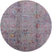 Round Mid-Century Modern Mauve Taupe Purple Oriental Rug, urb1396