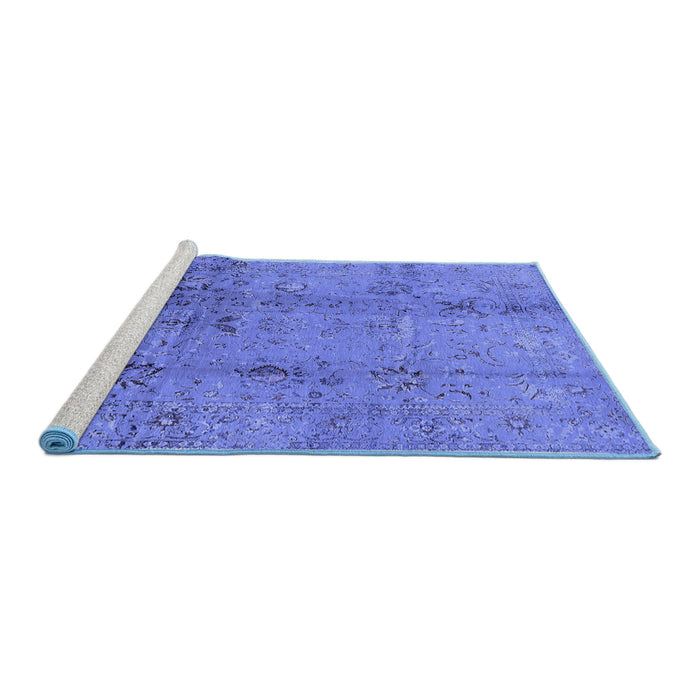 Sideview of Machine Washable Oriental Blue Industrial Rug, wshurb1396blu