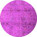 Round Machine Washable Oriental Pink Industrial Rug, wshurb1396pnk