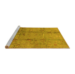 Sideview of Machine Washable Oriental Yellow Industrial Rug, wshurb1396yw