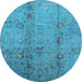 Round Oriental Light Blue Industrial Rug, urb1396lblu