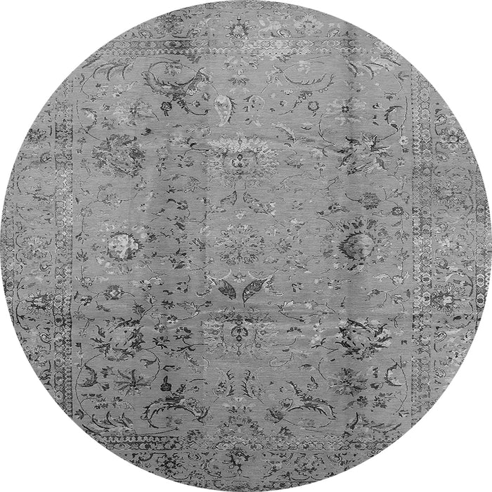 Round Oriental Gray Industrial Rug, urb1396gry