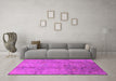 Machine Washable Oriental Pink Industrial Rug in a Living Room, wshurb1396pnk