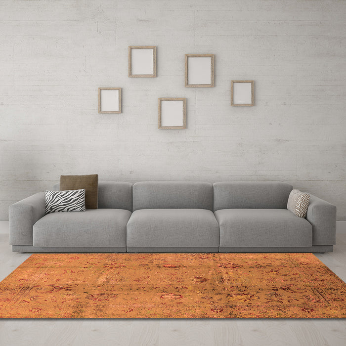 Machine Washable Oriental Orange Industrial Area Rugs in a Living Room, wshurb1396org