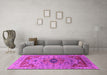 Machine Washable Oriental Pink Industrial Rug in a Living Room, wshurb1397pnk