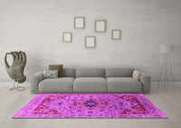 Machine Washable Oriental Pink Industrial Rug, wshurb1397pnk