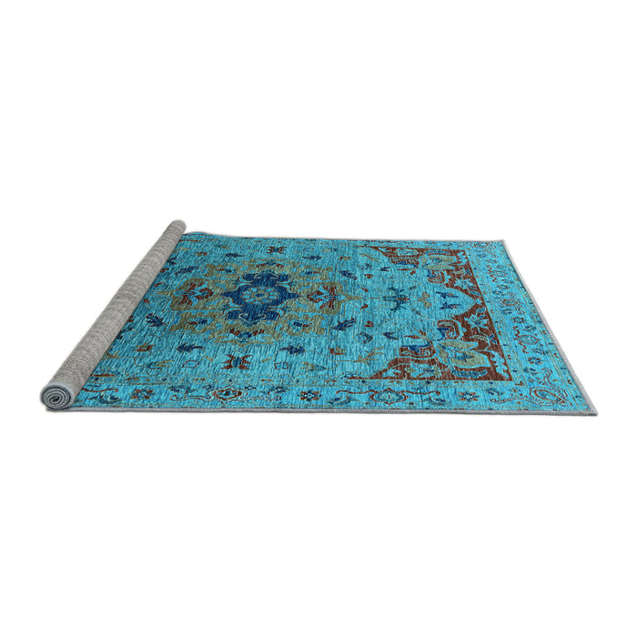 Sideview of Machine Washable Oriental Light Blue Industrial Rug, wshurb1397lblu