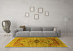 Machine Washable Oriental Yellow Industrial Rug in a Living Room, wshurb1397yw