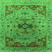 Square Machine Washable Oriental Green Industrial Area Rugs, wshurb1397grn