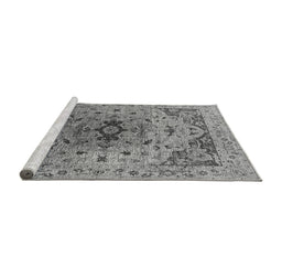 Sideview of Machine Washable Oriental Gray Industrial Rug, wshurb1397gry