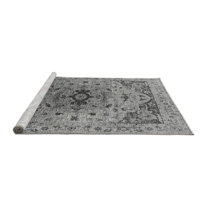 Sideview of Machine Washable Oriental Gray Industrial Rug, wshurb1397gry