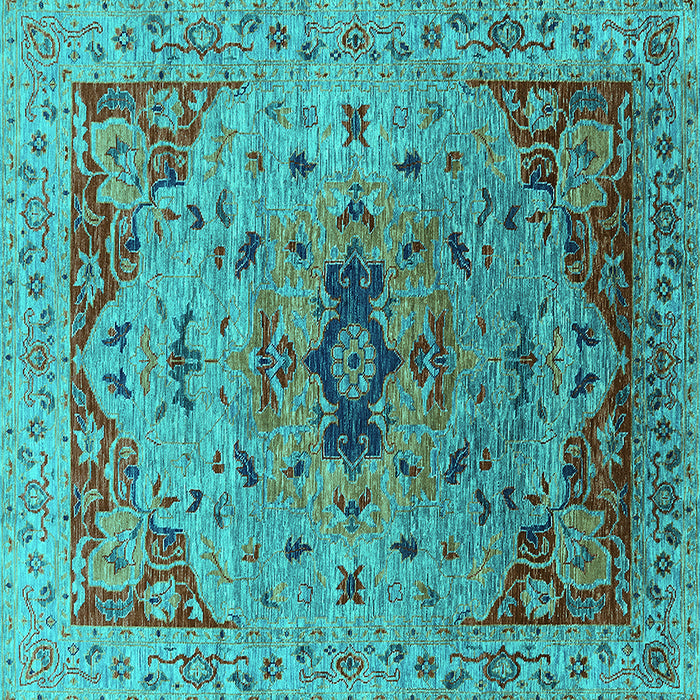 Square Oriental Turquoise Industrial Rug, urb1397turq
