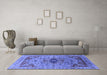 Machine Washable Oriental Blue Industrial Rug in a Living Room, wshurb1397blu