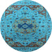 Round Oriental Light Blue Industrial Rug, urb1397lblu