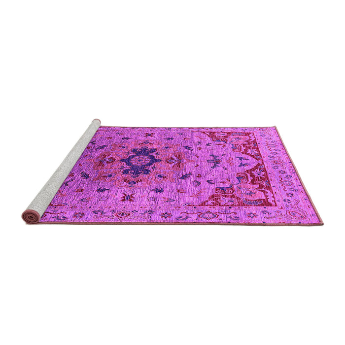Sideview of Machine Washable Oriental Pink Industrial Rug, wshurb1397pnk