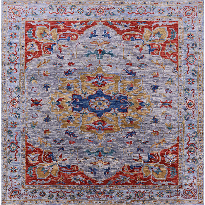 Square Mid-Century Modern Rosy Purple Oriental Rug, urb1397