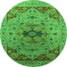 Round Oriental Green Industrial Rug, urb1397grn