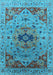 Machine Washable Oriental Light Blue Industrial Rug, wshurb1397lblu