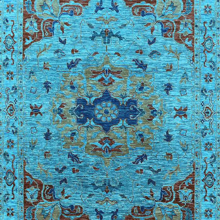 Machine Washable Oriental Light Blue Industrial Rug, wshurb1397lblu