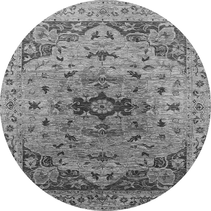Round Oriental Gray Industrial Rug, urb1397gry