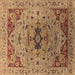 Square Oriental Brown Industrial Rug, urb1397brn