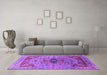 Machine Washable Oriental Purple Industrial Area Rugs in a Living Room, wshurb1397pur