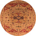 Round Oriental Orange Industrial Rug, urb1397org