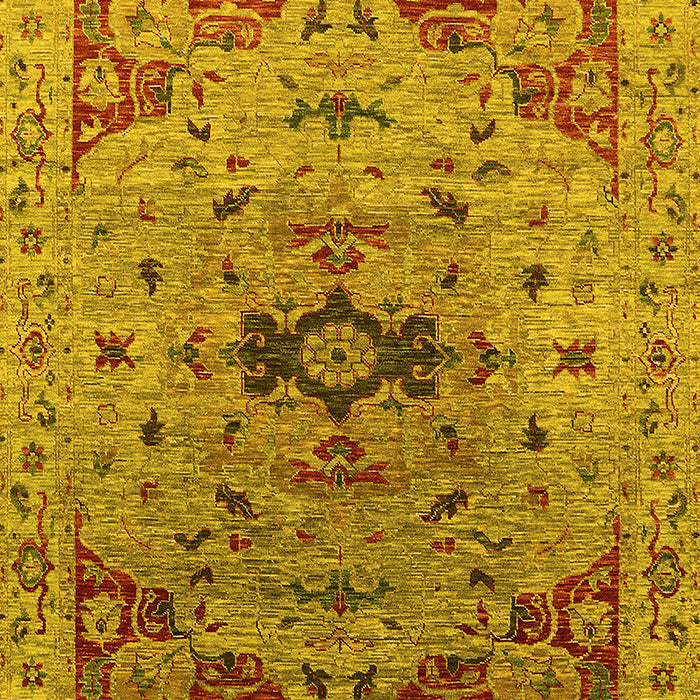 Machine Washable Oriental Yellow Industrial Rug, wshurb1397yw