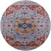 Round Mid-Century Modern Rosy Purple Oriental Rug, urb1397