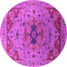 Round Machine Washable Oriental Pink Industrial Rug, wshurb1397pnk