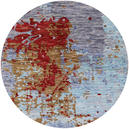 Round Machine Washable Industrial Modern Chestnut Brown Rug, wshurb1398