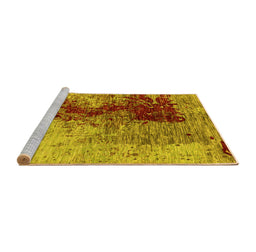 Sideview of Machine Washable Oriental Yellow Industrial Rug, wshurb1398yw