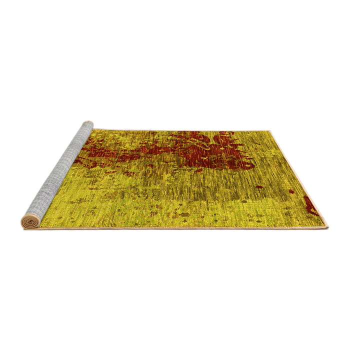 Sideview of Machine Washable Oriental Yellow Industrial Rug, wshurb1398yw