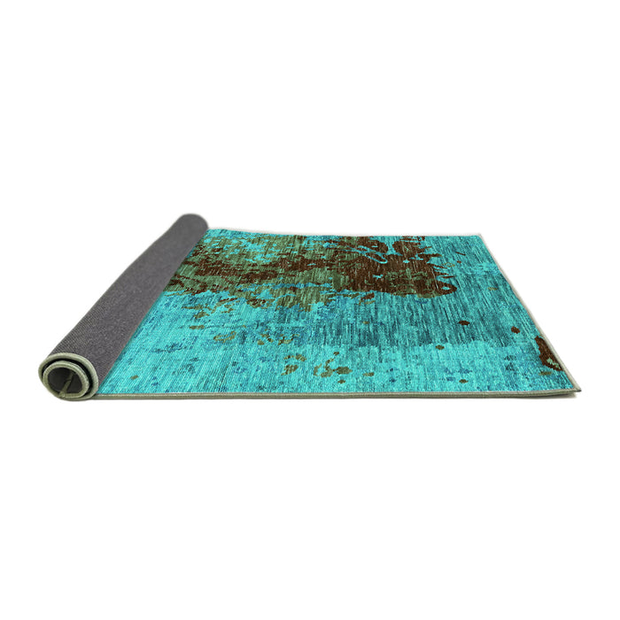 Sideview of Oriental Turquoise Industrial Rug, urb1398turq