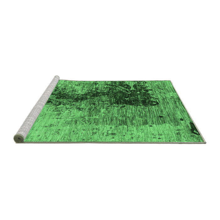 Sideview of Machine Washable Oriental Emerald Green Industrial Area Rugs, wshurb1398emgrn
