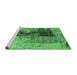 Sideview of Machine Washable Oriental Emerald Green Industrial Area Rugs, wshurb1398emgrn