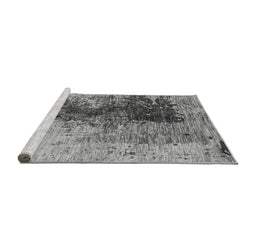 Sideview of Machine Washable Oriental Gray Industrial Rug, wshurb1398gry