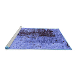 Sideview of Machine Washable Oriental Blue Industrial Rug, wshurb1398blu