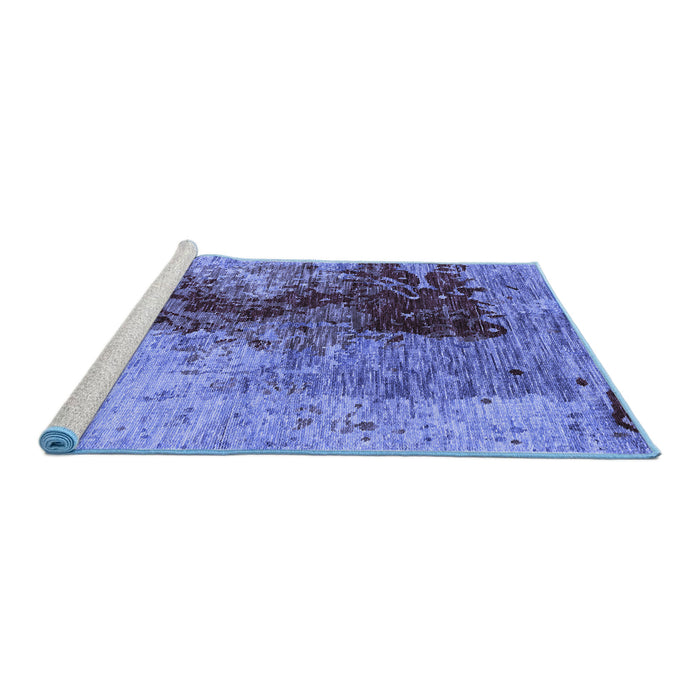 Sideview of Machine Washable Oriental Blue Industrial Rug, wshurb1398blu