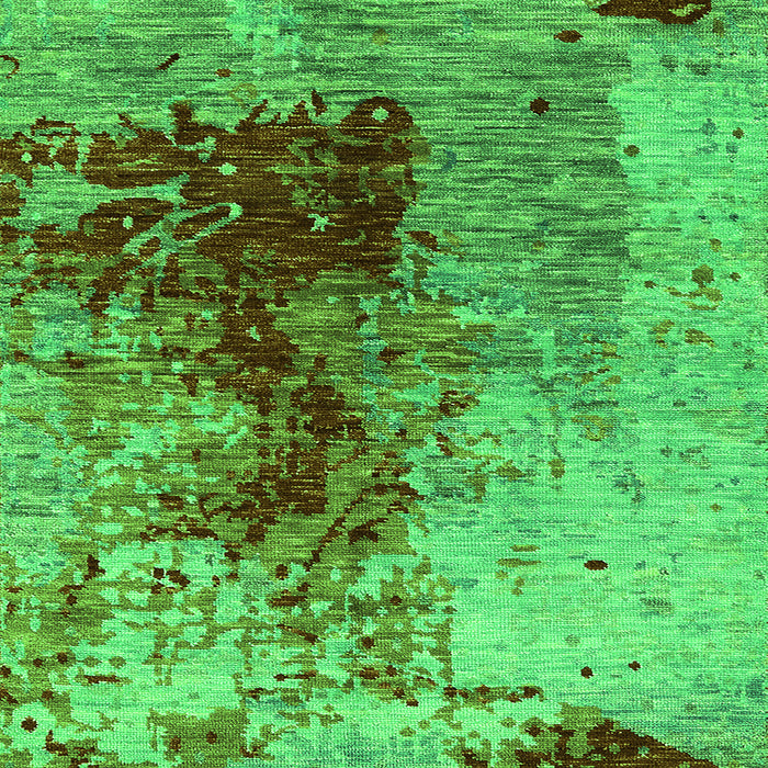 Square Machine Washable Oriental Green Industrial Area Rugs, wshurb1398grn