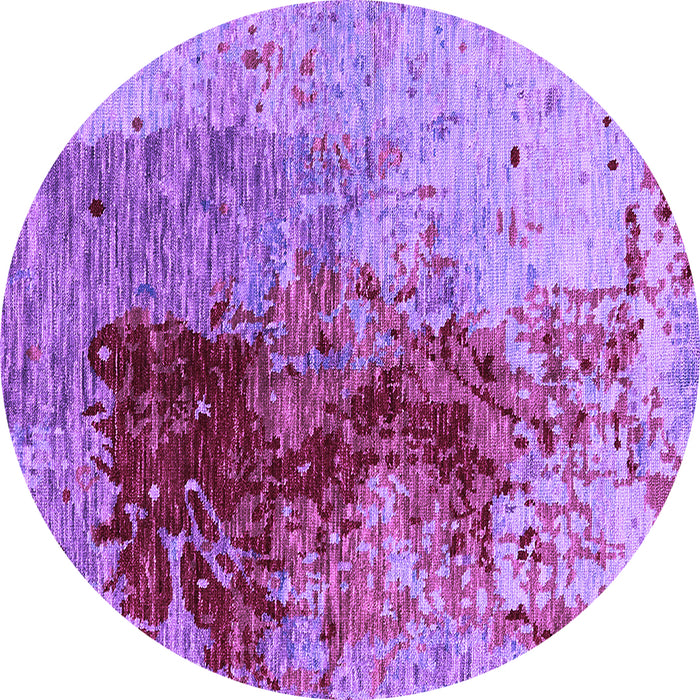 Round Machine Washable Oriental Purple Industrial Area Rugs, wshurb1398pur