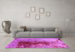 Machine Washable Oriental Pink Industrial Rug in a Living Room, wshurb1398pnk